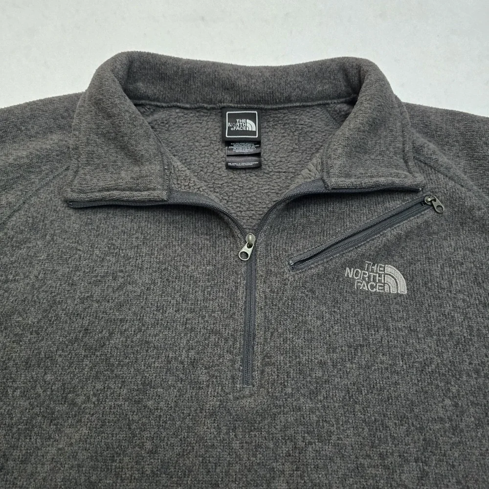 The North Face Mens Large Gray Quarter Zip Fleece Pullover Sweater Jacket